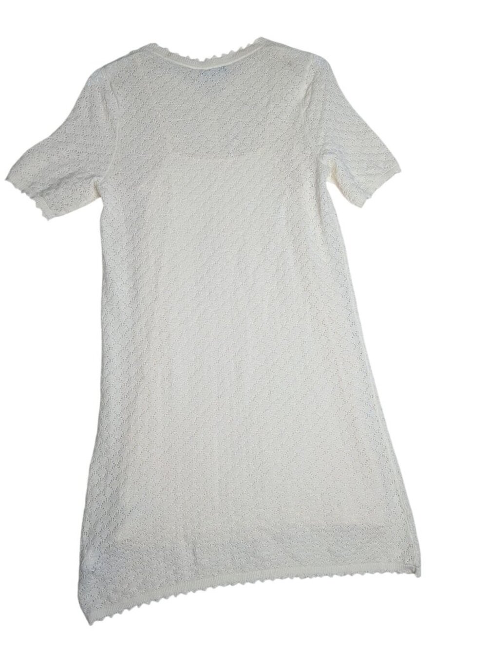 Gap Ivory Frost Pointelle Crochet Linen-Blend Mini Dress S Tall New - Picture 15 of 16
